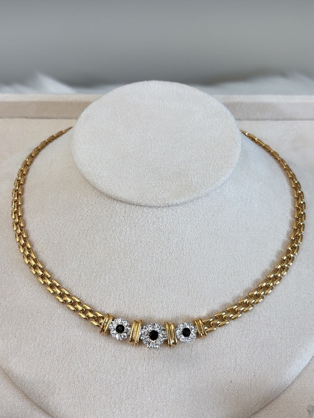 D'Orlan Gold Plated Necklace 16-17" with Swarovski Crystals